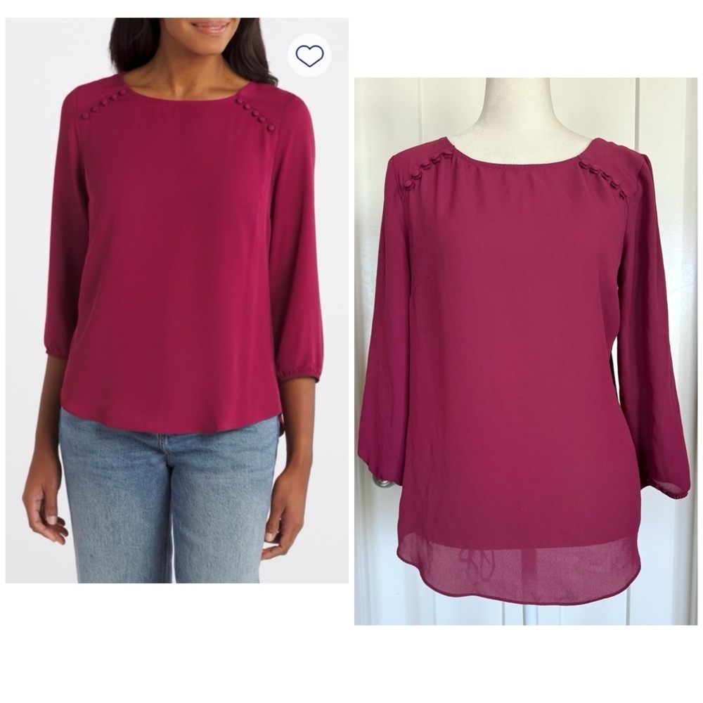 💕 Fortune + Ivy “Dondria” Mixed Material Blouse – Size XS